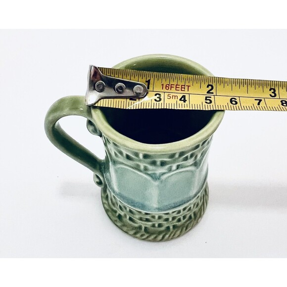 Blue Gray Basketweave Coffee Mugs 70s Set Of 3 Stoneware NORLEANS Made In Japan - Picture 5 of 6